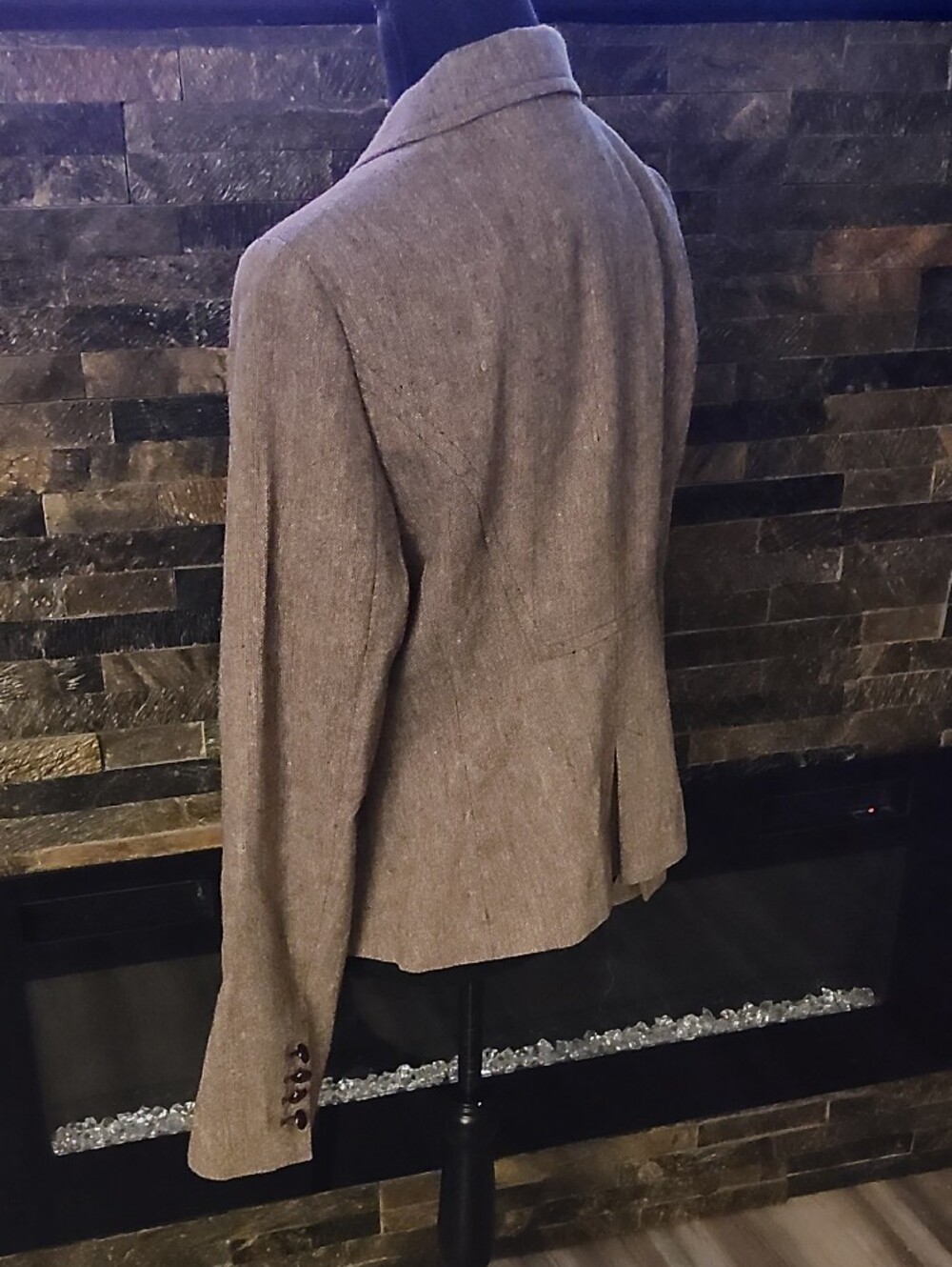 The Limited Womens Taupe Tweed Button-Front Blazer Jacket Size Large - Picture 4 of 6